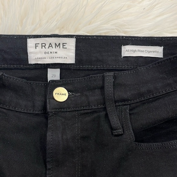 Frame Ali High Rise Cigarette Black Noir Jeans - Picture 8 of 16